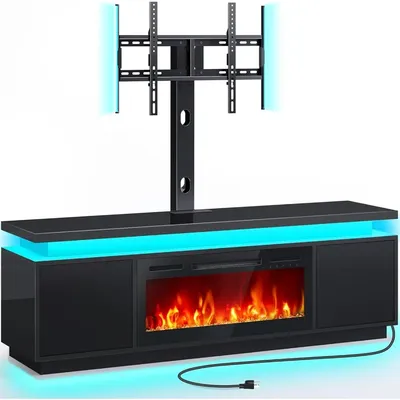 Fireplace TV stand with LED lights & power outlets,TV stand mount with 30" electric