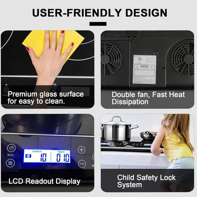 Duxtop LCD Portable Double Induction Cooktop 1800W Digital Electric Countertop Burner Sensor Touch
