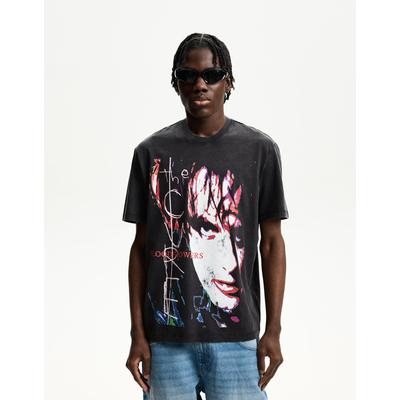 Bershka The Cure Print T-Shirt Men L Grey
