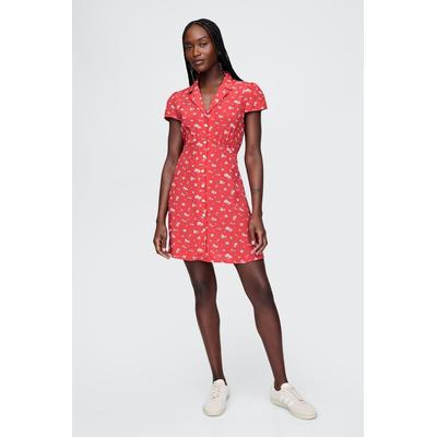 Gap Womens Red Crepe Floral Mini Dress - Red