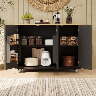 Kitchen Island with Drop Leaf, Kitchen Island on Wheels with Internal Storage Rack, Rolling Kitchen Cart with Towel Rack