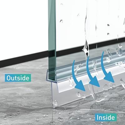 TEMU 2pcs 70cm/25.6inch With Carton, Shower Door Seal With 20mm Extra Long Soft For Glass Doors With Large To The Bathroom Floor Suitable For 4-10mm Glass. 2 Soft Form A Waterproof Barrier Image