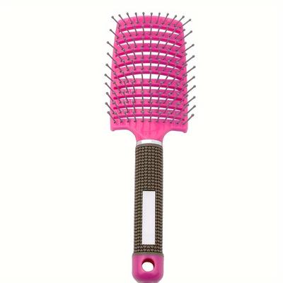 TEMU 1pc Nylon Anti-static Large Curved Comb With Non-slip Handle - Gentle Scalp Massage, Detangling For All Hair Types, Abs Plastic Ribs Design Image