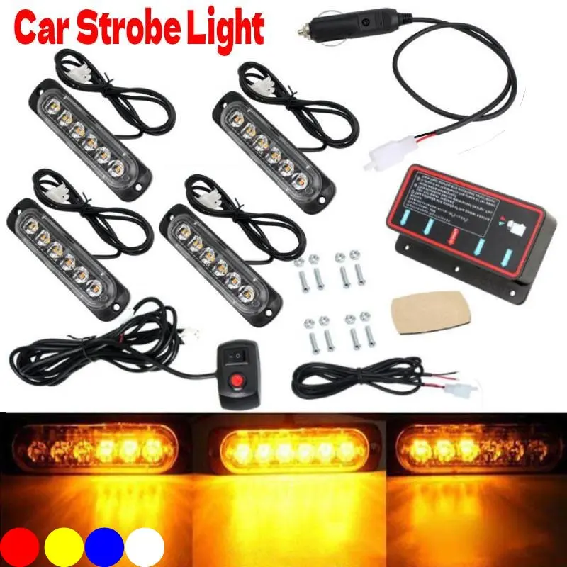 Stroboscopi a luce stroboscopica di avvertimento a LED per luci della polizia a LED automatiche 12V Flash di emergenza per griglia per auto Rosso Blu per camion fuoristrada