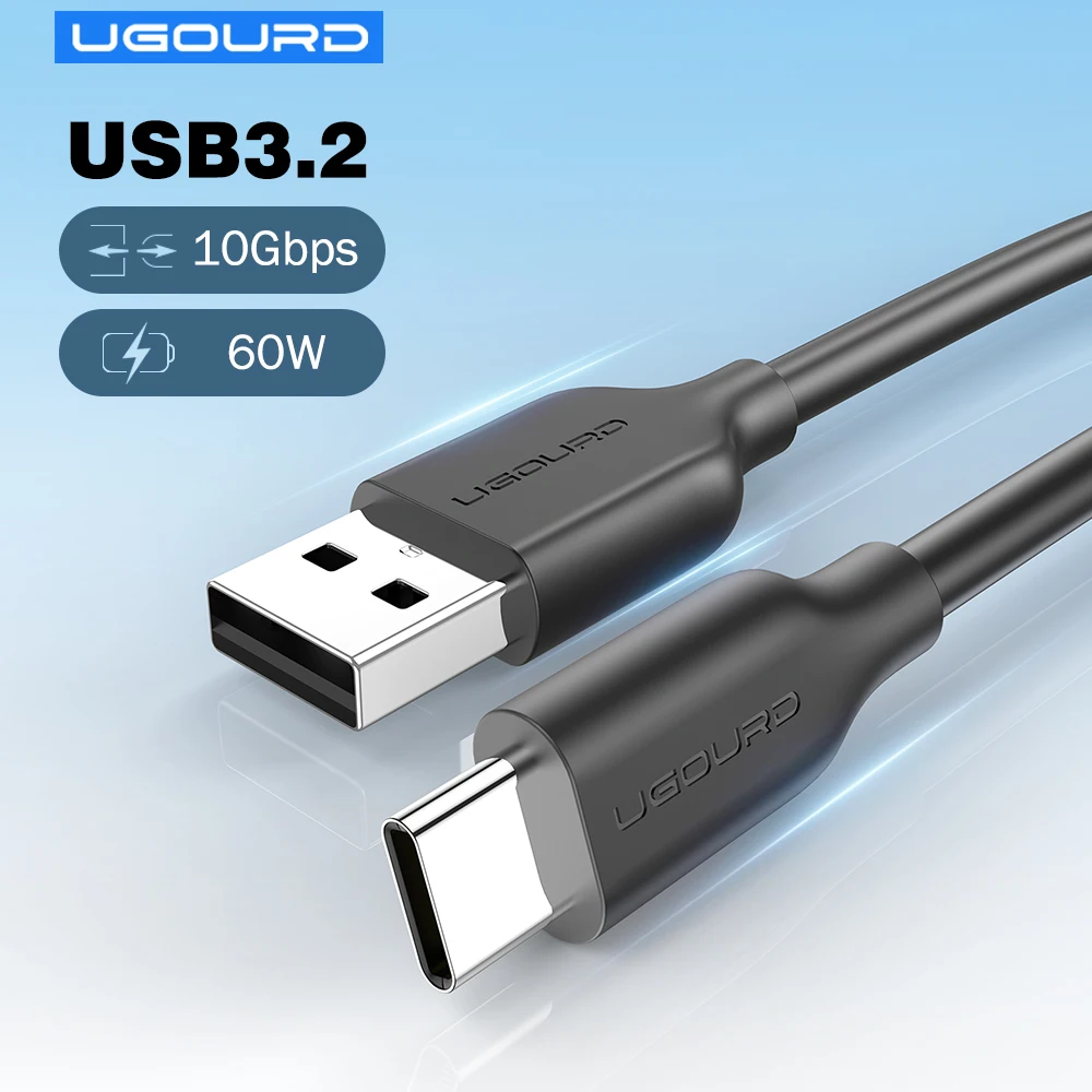 UGOURD USB3.2 Cavo da 10 Gbps USB 3.0/3.1/3.2 Cavo OTG da USB A a USB Tipo C Trasferimento dati Cavo per disco rigido SSD 3A 60 W QC 3.0