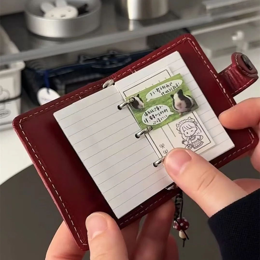Mini Red Planner 3-Loch-Notizbuch in Minigröße mit Ringen, Organizer, Reisetagebuch Image
