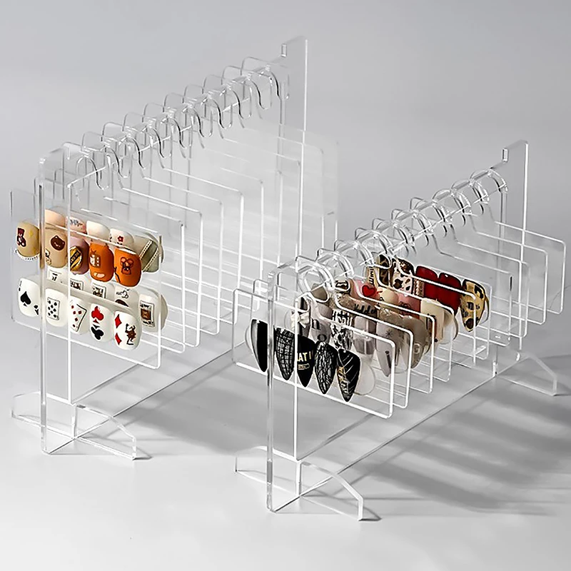 Ins transparente Acryl Haken Stil Nail Art Display Rack Board Gel Farbe arbeitet Muster Ausstellungs werkzeuge Image