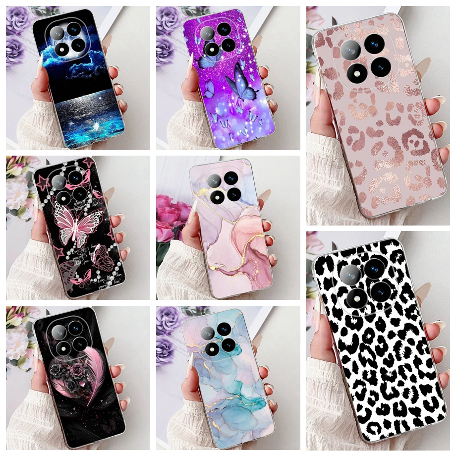 Weiche flüssige Silikon-Rückseite für Xiaomi Redmi Note 14 Pro Plus Handyhülle Marmor Gothic Style Bumper für Redmi Note 14 4G 5G