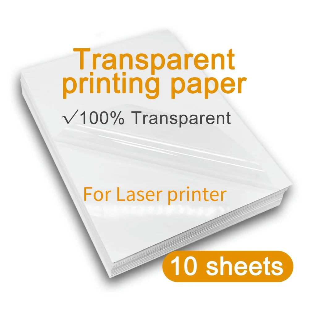 10 Stück transparentes, bedruckbares Vinyl-Aufkleberpapier, A4, matt, glänzend, weiß, wasserfest, selbstklebendes Druckerpapier für Laserdrucker Image