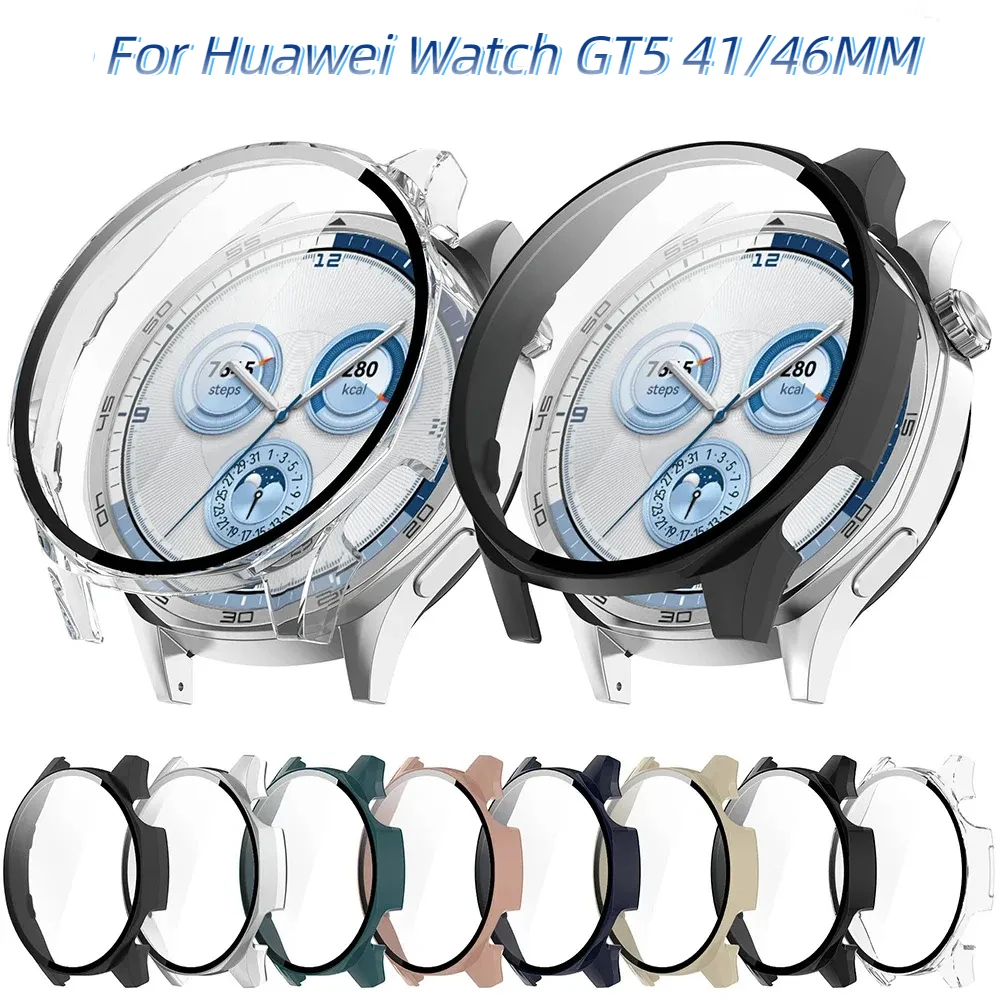 Huawei GT5 Glas + Schale 46 mm 41 mm Displayschutzfolie Smart Watch Zubehör PC Full Cover Bumper GT 5 46 mm gehärtete Folie Image
