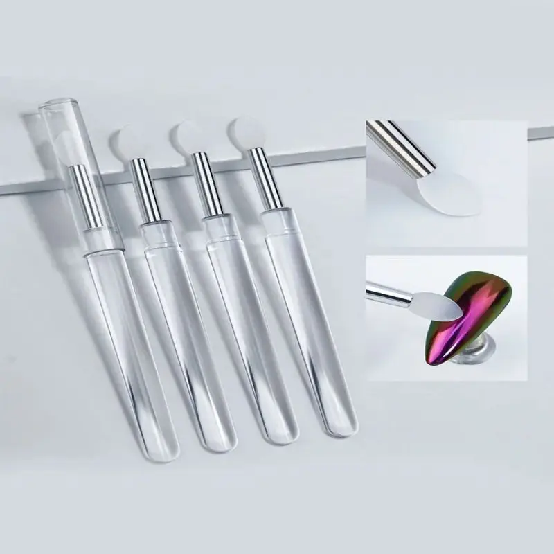 Maniküre transparente Silikons tab Zaubers piegel Pulver Aurora Pulver Applikator Zauberstab Reib pulver Glitter Lidschatten tragbar Image