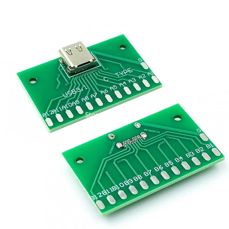 1/2/5/10 stücke USB Typ-C Buchse Adapter Test Board USB 3,1 24P Buchse Basis PCB Board Für Arduino Typ C Anschlüsse 24Pin Image