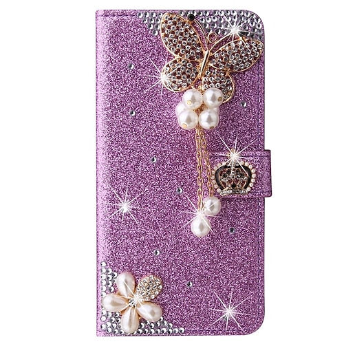 Handy Hülle Handyhüllen Für Samsung Galaxy S26 Ultra Plus S25 S23 S22 S21 FE S21 Ultra Plus S20 A35 5G A54 A73 Brieftaschenhülle Strass Mit Kartenhalter Magnetischer Flip Glitzernd Kristalldiamant Image
