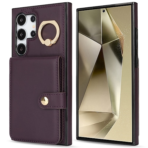 Handy Hülle Handyhüllen Für Samsung Galaxy S25 S24 S23 S22 Plus Ultra S23 FE A55 5G A35 5G A25 A15 A14 Brieftaschenhülle Mit Ständer Ringhalter Kartenfach Retro TPU PU-Leder Image