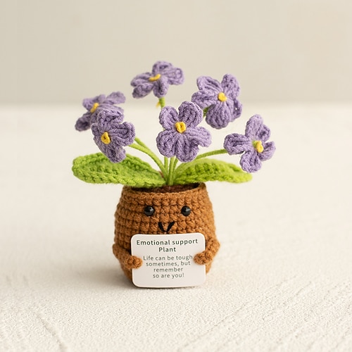 Handgemachtes emotionales Geschenk Blume Häkeldoll Inspirierende Geschenke mit Karten Süße gestrickte lustige Unterstützung freund Geburtstags Valentinstagsgeschenk Image