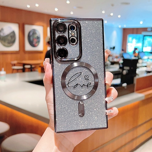 Handy Hülle Handyhüllen Für Samsung Galaxy S25 S24 S23 S22 S21 Ultra Plus Rückseite Magnetische Adsorption Mit Magsafe Unterstützt kabelloses Laden Nicht vergilbend Bling Glitzer glänzend TPU Image