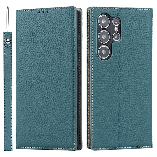 Handy Hülle Handyhüllen Für Samsung Galaxy S26 Ultra Plus S25 S24 S23 Ultra Plus S22 Plus Ultra S20 S20 FE Brieftaschenhülle Mit Handgelenkschlaufe Ständer Kartenfach Retro Echtes Leder TPU Image