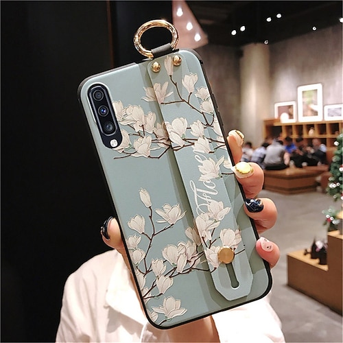 Handy Hülle Handyhüllen Für Samsung Galaxy S26 Ultra Plus S25 S24 S23 S22 S21 FE S21 Ultra Plus S20 A14 A34 Rückseite Mode Mit Handgelenkschlaufe Ständer Blume TPU Image