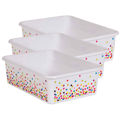 Teacher Created Resources Plastic Storage Bin, Large, Confetti, Pack Of 3