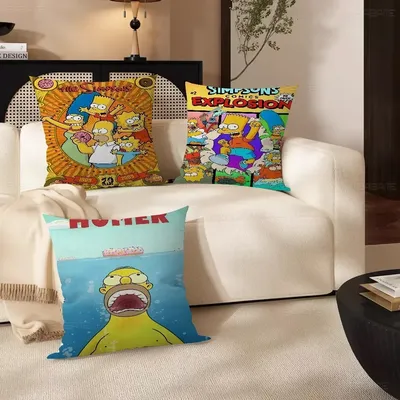 Cartoon T-The Cool S-Simpsons Kissenbezug Kissenbezug Auto Dekokissenbezug für Sofa Auto Image