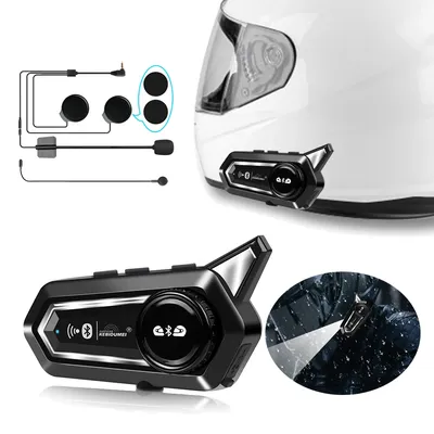 Bluetooth 5.0 Motorradhelm-Headset, Stereo-Freisprechanruf, wasserdicht, 1000 mAh, mit dreifarbigem Image