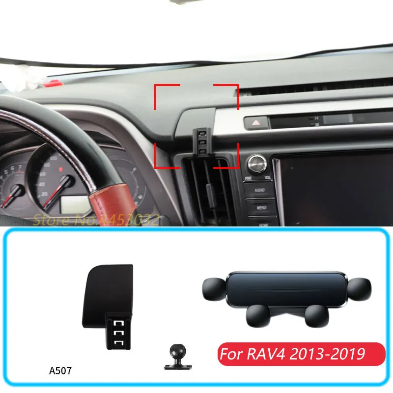 Auto Telefon Halter Für Toyota RAV4 2013-2019 Schwerkraft Ständer Halterung Unterstützung Horizontale GPS Mobile Halterung Zubehör Mit basis Image