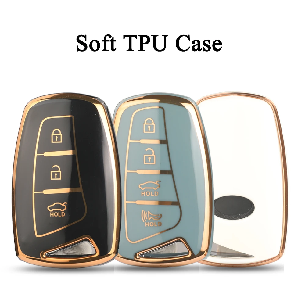 Jingyuqin 3/4BTN Weiche TPU Auto Fernbedienung Schlüssel Fall Für Hyundai Santa Fe Grand Santa Fe 2018 IX45 EQUUS AZERA Grandeur HG Limousine Image