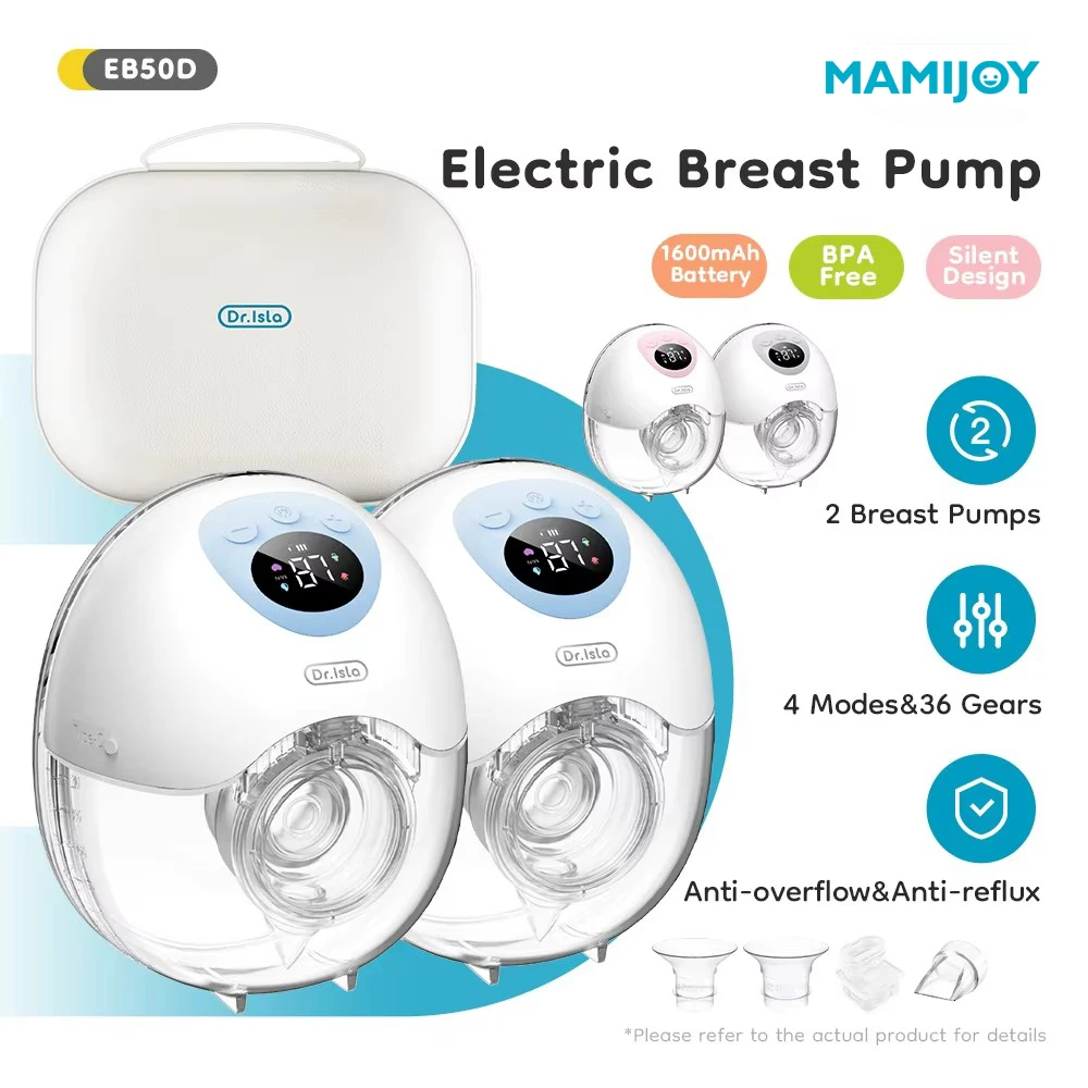 MAMIJOY 2 Stück tragbare Milchpumpe, superleise, freihändig, elektrische Milchpumpe, Komfort-Milchsammler zum Stillen, BPA-frei Image