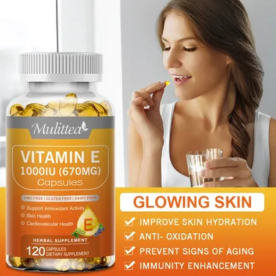 Mulittea Vitamin E Capsules Helps Blood Birculation and Antioxidant &Brightens Skin Tone Daily