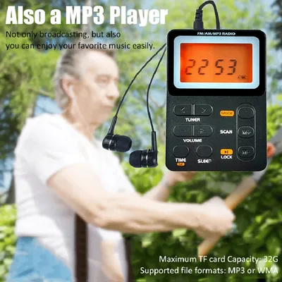 Compact Multifunctional Digital Walkman Radio with 2 Band AM FM and Rechargeable Battery Ideal for