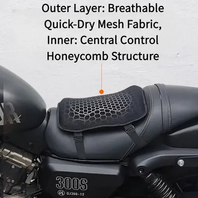 Universal Motorcycle Gel Seat Cushion - 3D Shock-Absorbing Honeycomb Design with Breathable Net Seat
