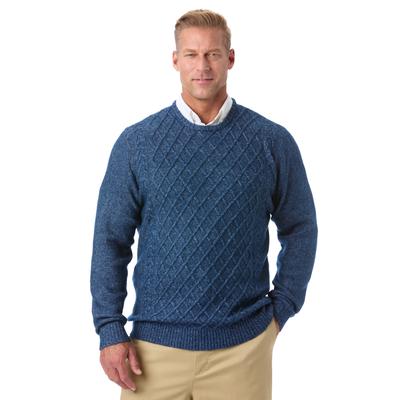 Men's Big & Tall Soft Cable Knit Crewneck Sweater by KingSize in Indigo Marl (Size 8XL)