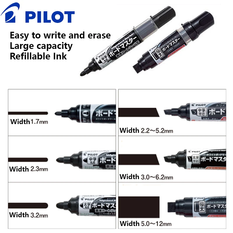 Japan PILOT Schwarzer Whiteboard-Marker, Büro, gerade Flüssigkeit, großes Fassungsvermögen, nachfüllbare Tinte, Bildung, Trainingskurs, löschbarer Stift Image