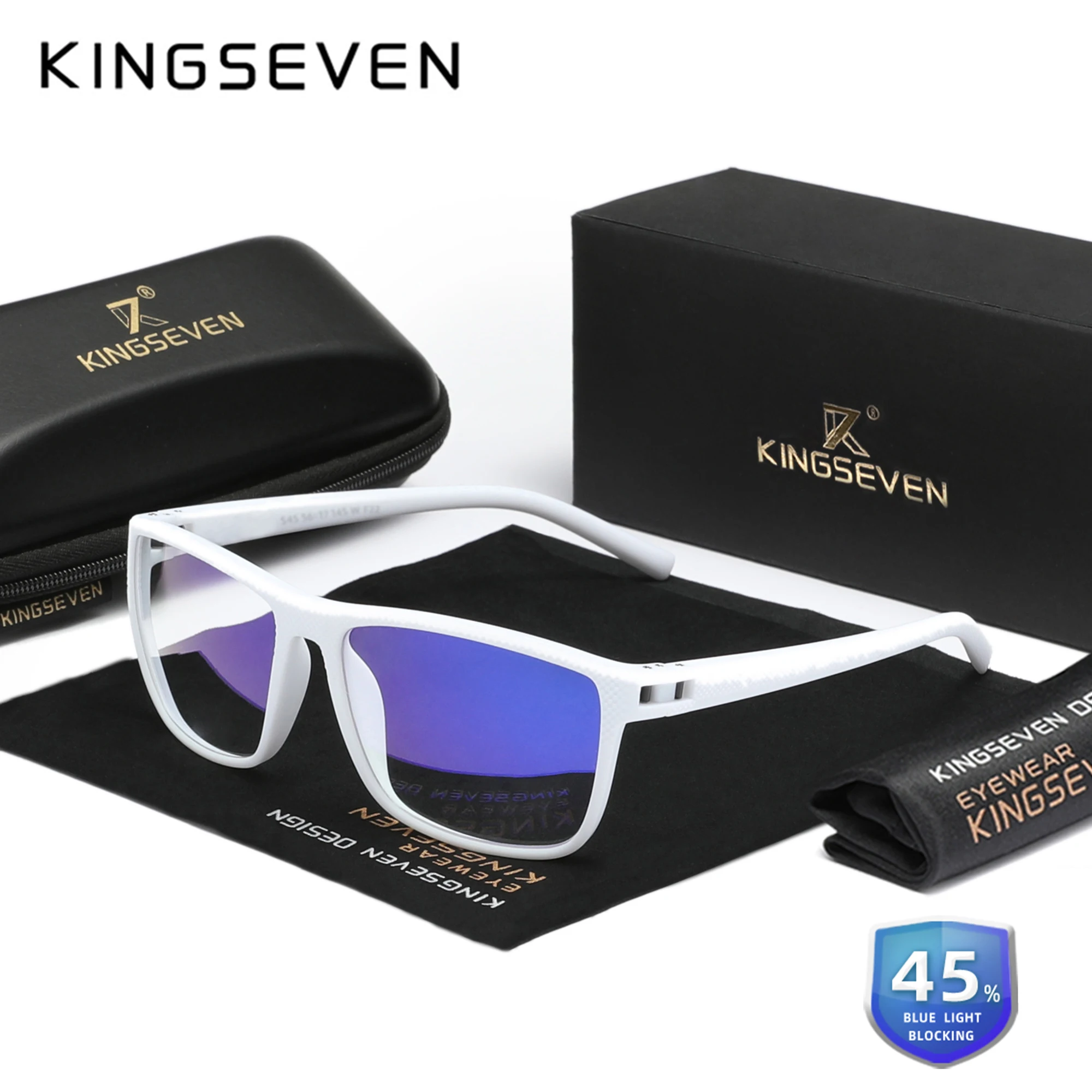 KINGSEVEN 2025, modische Anti-Blaulicht-Brille für Herren/Damen, Computer, Blue Ray Block, Arbeit, Studenten, transparente Linse Image