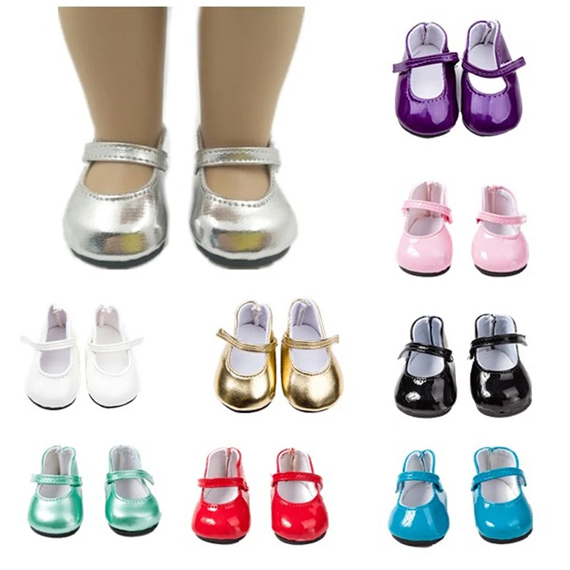 18 Zoll Mädchen Puppen Schuhe runde Zehen Pu Prinzessin Kleid Schuhe American Neugeborenen Schuh Babys pielzeug passen 43 cm Baby puppen
