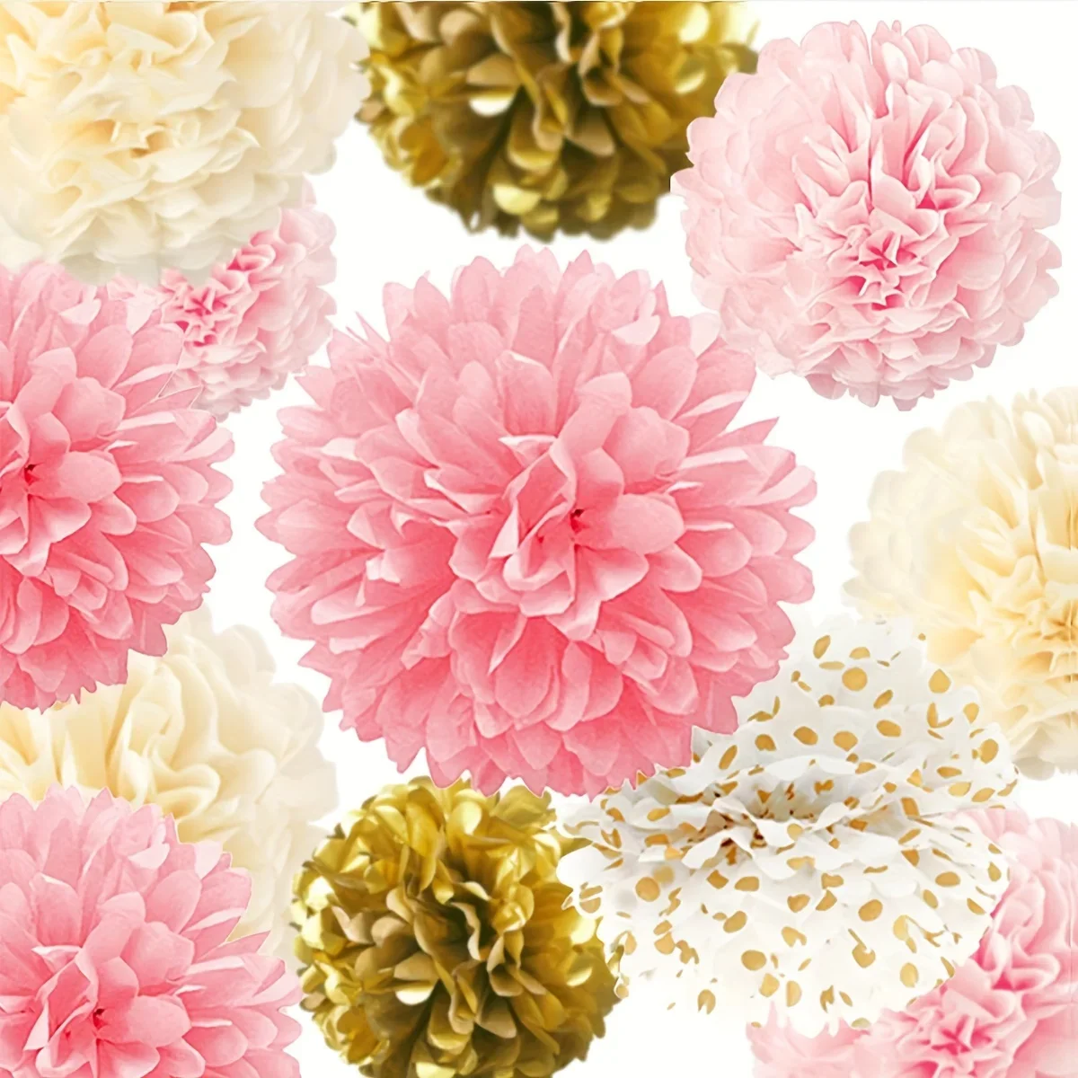 12 lebhafte Pompons aus rosa Gold papier-elegante Tissue-Blumen für Party dekorationen-ideal für Hochzeiten, Geburtstage und Duschen