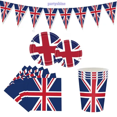 Kingdom UK Flag Flags British Party Tableware Kit Paper Tableware Kit Paper Plates Napkins Cups