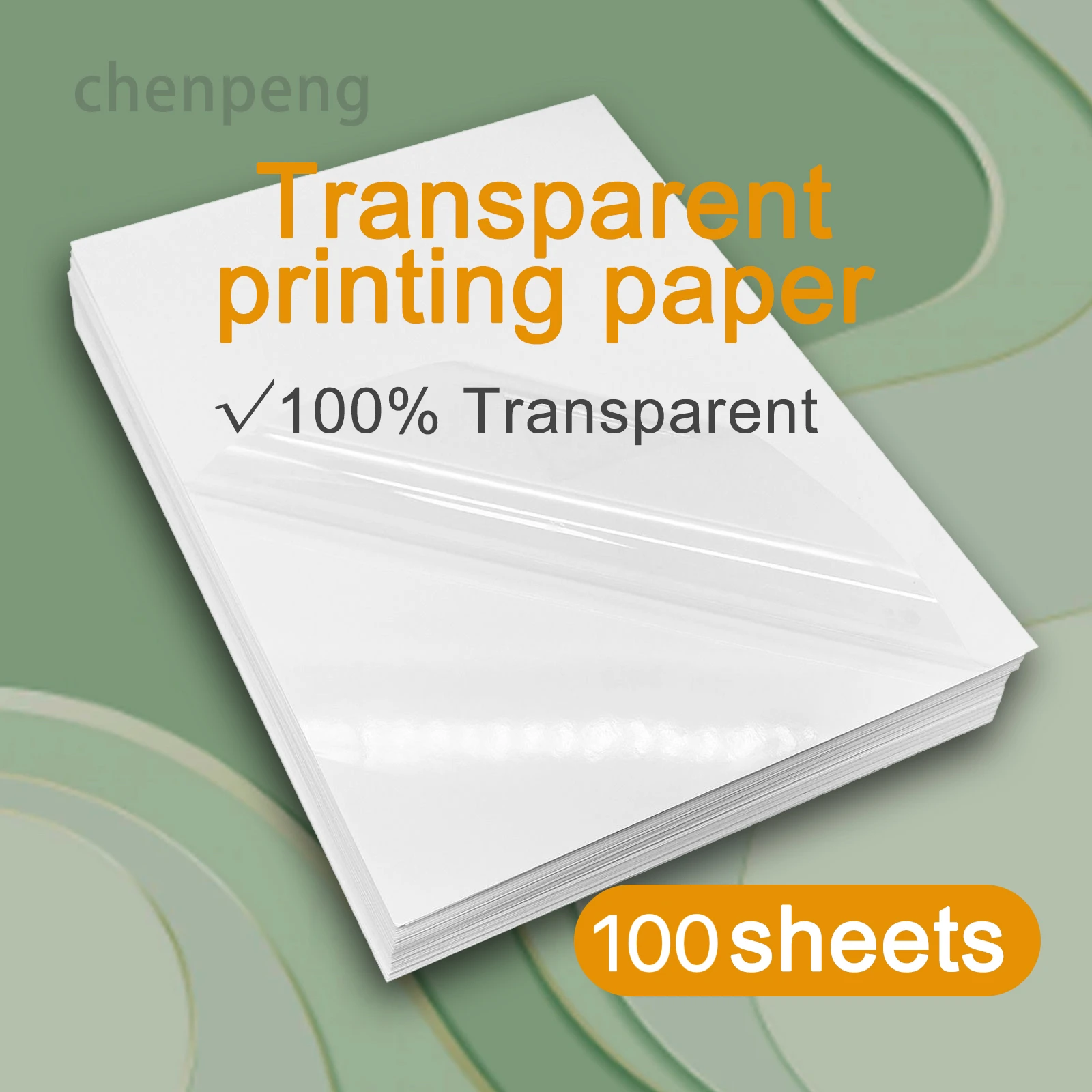 100 % transparentes Vinyl-Aufkleberpapier, 100 Blatt, A4-Etikettenaufkleber für Tintenstrahldrucker, wasserfestes, glänzendes, goldfarbenes, klares Klebepapier Image