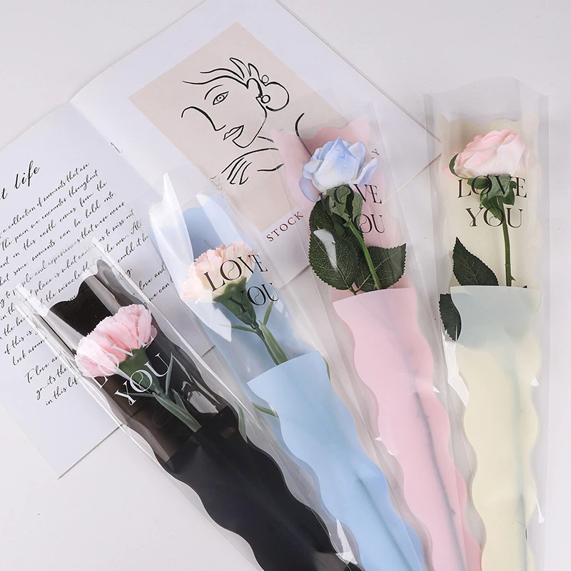 10 Stück einzelne Rosenhüllen, Blumenverpackungsbeutel, Blumenstrauß, Verpackungsbeutel, transparent, Cello Image