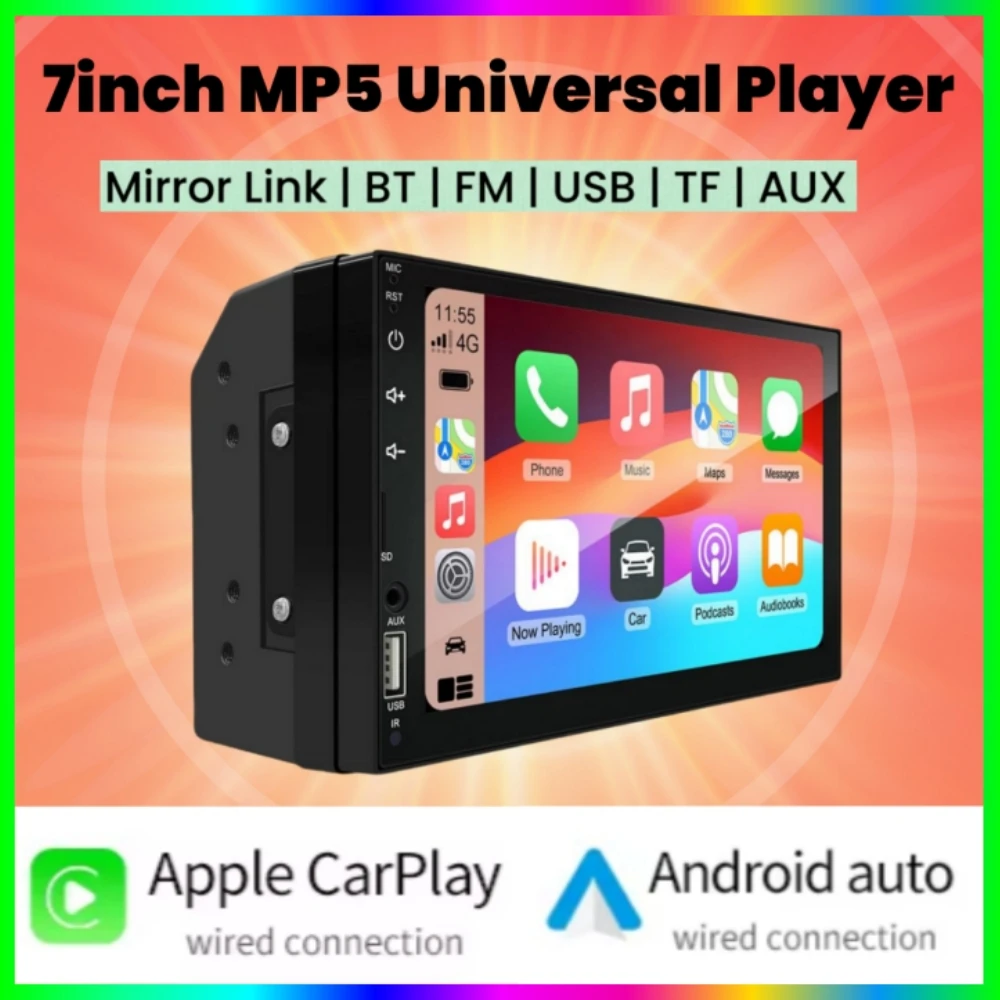 7 pollici Carplay Android Auto Player IPS Touch Screen HD Automotive Multimedia Car MP5 Player USB FM Bluetooth TF Card 2 Din Stereo