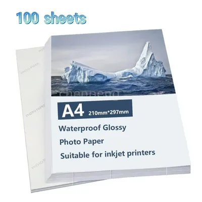 Waterproof Glossy Photo Paper A4 100 Sheets Single-sided Quick Dry Inkjet Printing paper Photographic Paper for Dye Ink Printers