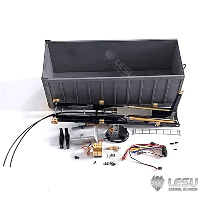 LESU RC Metal Hydraulic Rod Waste Bin W/Tank Pump Valve ESC for 1/14 Scale 8*8 Remote Control Dumper Truck Tamiyaya Car TH19760