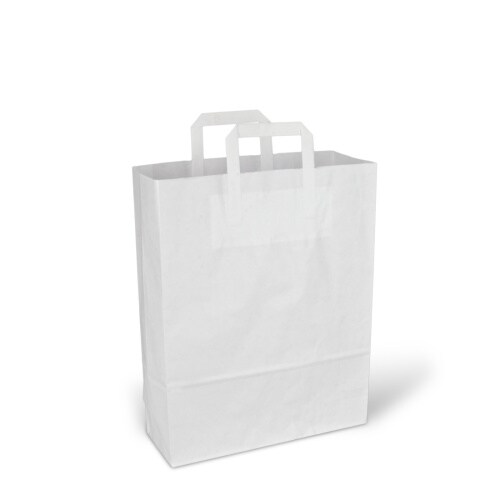 250 Papiertragetaschen Papiertüten mit Flachhenkel weiß 22x10x36cm 70g/m² Image