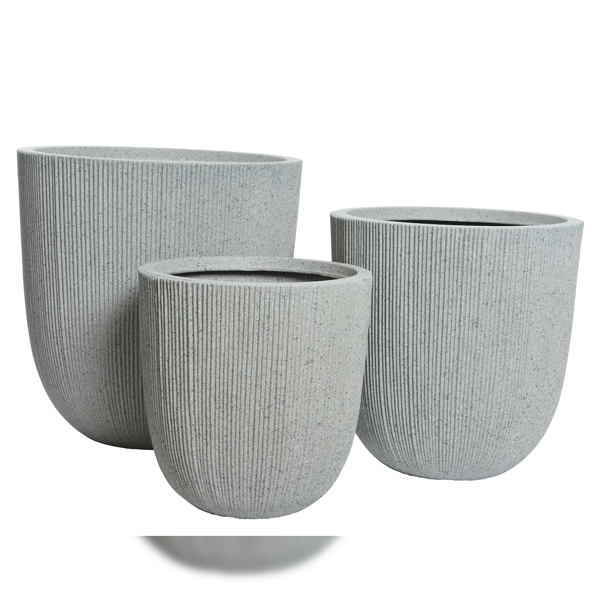 Decoris 3 Blumentöpfe 31-44cm Outdoor - Kunststoff Pflanzenkübel Blumenkübel Pflanzen Blumen Übertopf Pflanzentopf Pflanzgefäß für draußen Garten Hellgrau Image