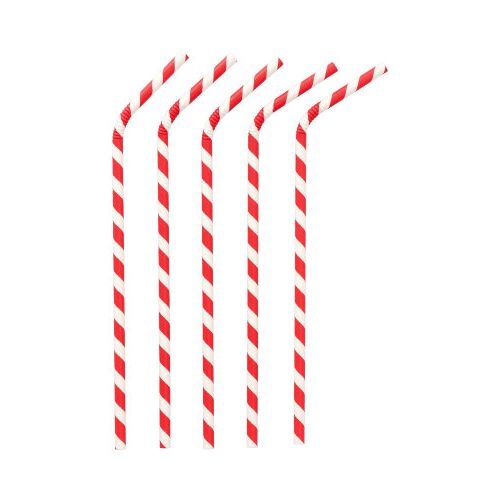 200 Trinkhalme Papier Ø 6 mm · 22 cm rot/weiss `Stripes` flexibel Image