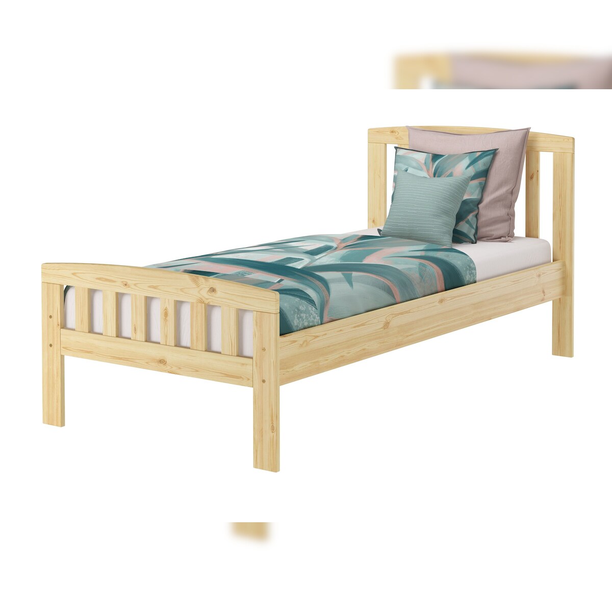 Erst-Holz Klassisches Kieferbett natur 90x200 Einzelbett Singlebett Massivholzbett Zubehör wählbar V-60.57-09 ohne Zubehör Image