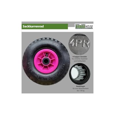 Baumarktplus Sackkarrenrad Luftrad 260x85 mm 3.00-4 75 mm zentrierte Nabe Ø 20 mm pink robustes 4 PR Gewebe Image