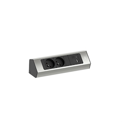 BACHMANN CASIA 2 2xUTE 1xUSB A/C 22W 2,0m AEH Edelstahl-Optik Image