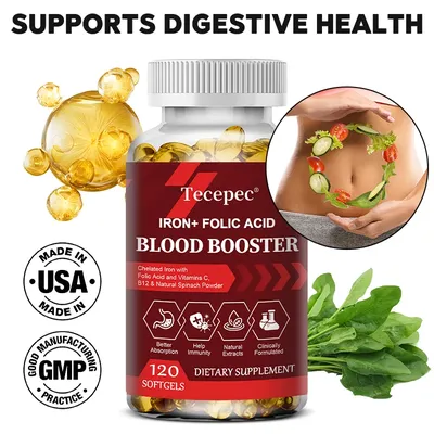 With Iron + Folic Acid, Vitamin C, B12, Blood Booster, Supports Energy, Hemoglobin & Immunity, 120