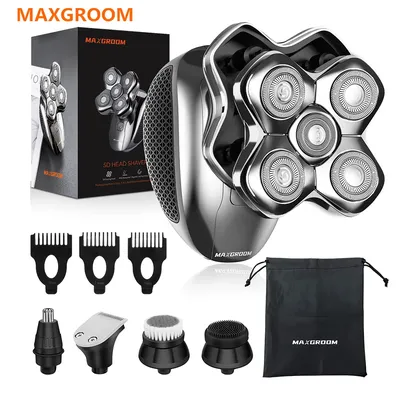 MAXGROOM Electric Head Shavers for Men 5D Floating Blade Magnetic Razor Hair Trimmer USB Rechargeable Waterproof Beard Shaver
